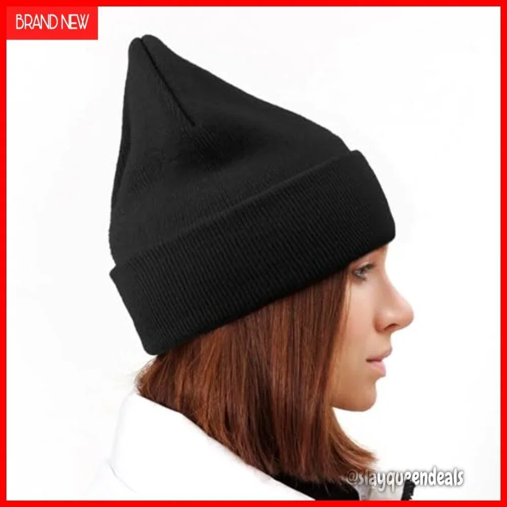 Unisex Skull Embroidered Knit Beanie, Acrylic Stretchy Fit, Gothic Style